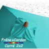Parasol 2x2 Frêne&Cordon Bleu Turquoise : boule en Frêne