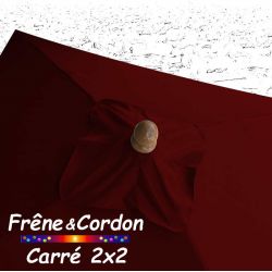 Parasol 2x2 Frêne&Cordon Rouge Bordeaux : boule en Frêne