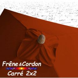 Parasol 2x2 Frêne&Cordon Terracotta : boule en Frêne