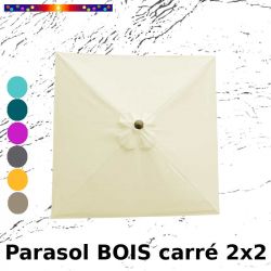 Parasol Lacanau Ecru Crème 2x2 Bois&Cordon : Toile vue de dessus