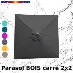 Parasol Lacanau Gris Flanelle 2x2 Bois&Cordon : Toile vue de dessus