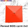 Parasol Lacanau Rouge Coquelicot 2x2 Bois&Cordon : Toile vue de dessus