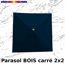 Parasol Lacanau Bleu Marine 2x2 Bois&Cordon : Toile vue de dessus