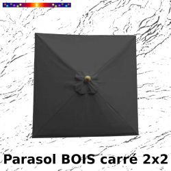 Parasol Lacanau Gris Souris 2x2 Bois&Cordon : Toile vue de dessus