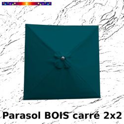 Parasol Lacanau Bleu Océan 2x2 Bois&Cordon : Toile vue de dessus