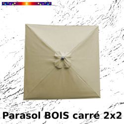 Parasol Lacanau Soie Grège 2x2 Bois&Cordon : Toile vue de dessus