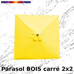 Parasol Lacanau Jaune Bouton d'Or 2x2 Bois&Cordon : Toile vue de dessus