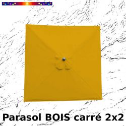 Parasol Lacanau Jaune Tournesol 2x2 Bois&Cordon : Toile vue de dessus