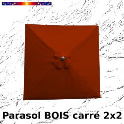 Parasol Lacanau Terracotta 2x2 Bois&Cordon : Toile vue de dessus