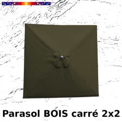 Parasol Lacanau Vert Kombu Kaki 2x2 Bois&Cordon : Toile vue de dessus