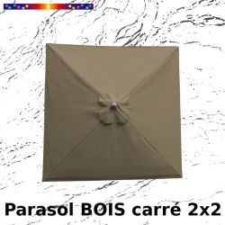 Parasol Lacanau Taupe 2x2 Bois&Cordon : Toile vue de dessus
