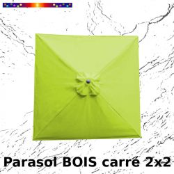 Parasol Lacanau Vert Lime 2x2 Bois&Cordon : Toile vue de dessus