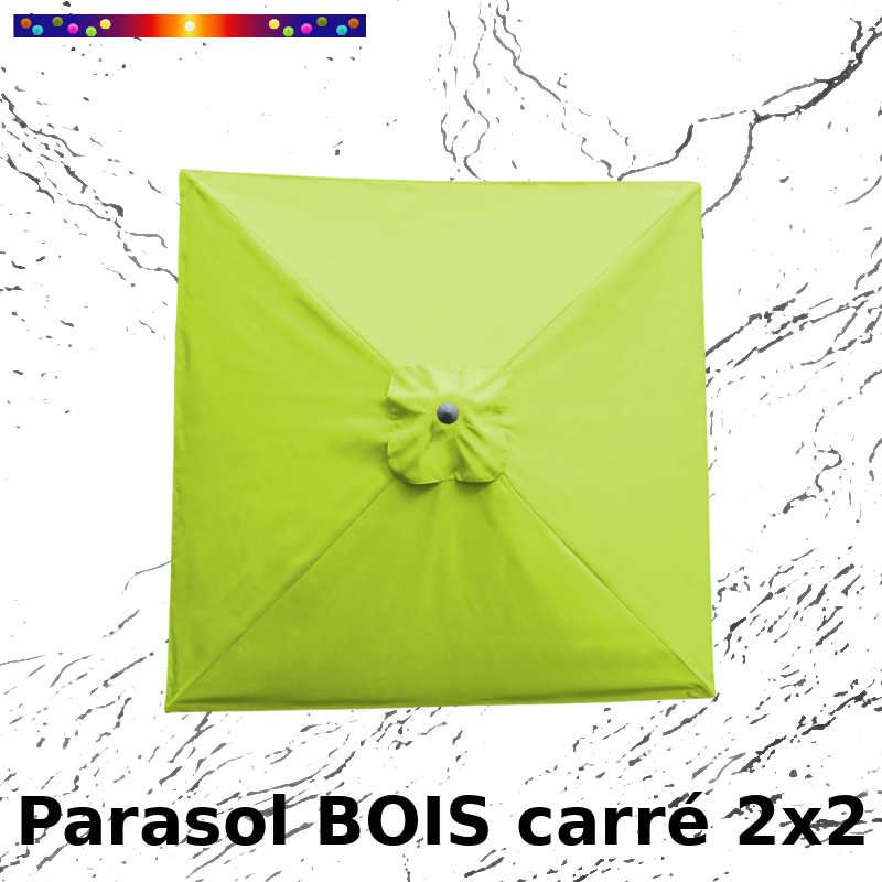 Parasol Lacanau Vert Lime 2x2 Bois&Cordon : Toile vue de dessus