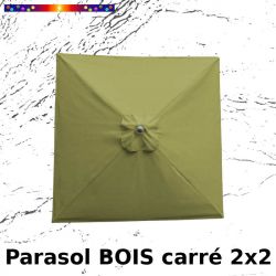 Parasol Lacanau Vert lichen 2x2 Bois&Cordon : Toile vue de dessus