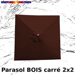 Parasol Lacanau Chocolat 2x2 Bois&Cordon : Toile vue de dessus