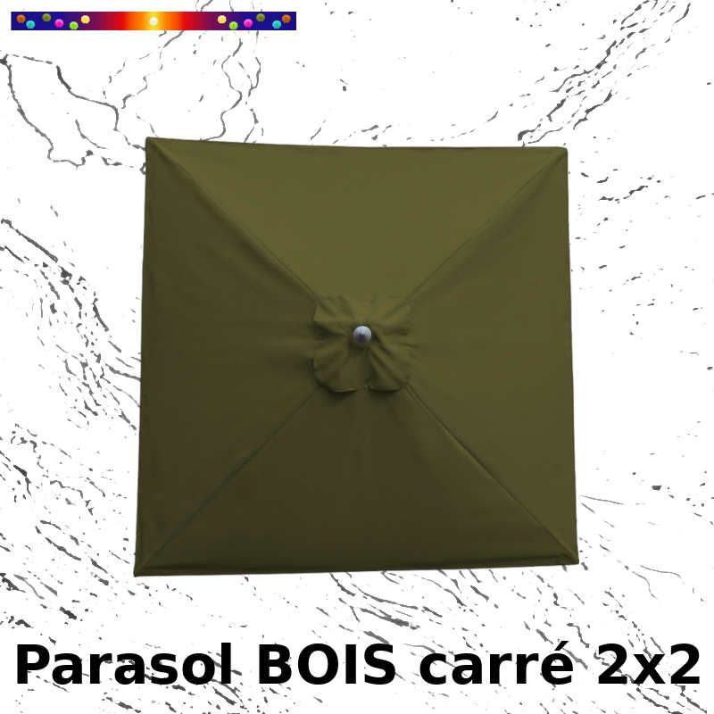 Parasol Lacanau Vert Olive 2x2 Bois&Cordon : Toile vue de dessus