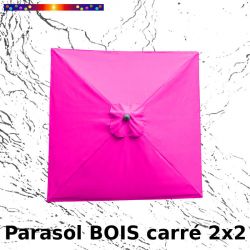 Parasol Lacanau Rose Fushia 2x2 Bois&Cordon : Toile vue de dessus