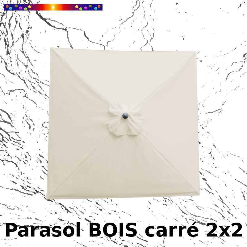 Parasol Lacanau Ecru Blanc Cassé 2x2 Bois&Cordon : Toile vue de dessus