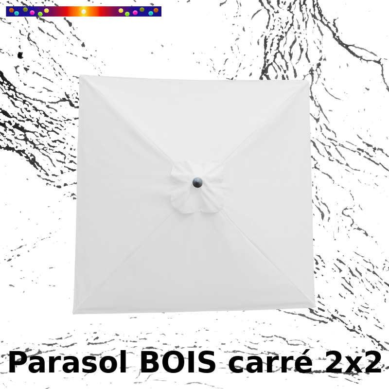 Parasol Lacanau Blanc 2x2 Bois&Cordon : Toile vue de dessus