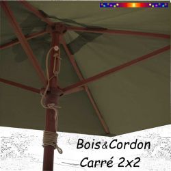 Parasol Lacanau Vert Kombu Kaki 2x2 Bois&Cordon : le cordon et la poulie