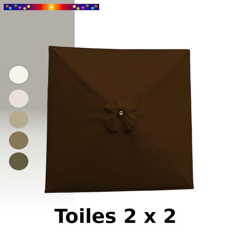 Toile de remplacement pour parasol carré 2x2 Chocolat