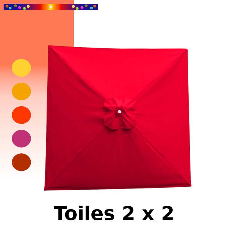 Toile de remplacement pour parasol carré 2x2 Rouge Coquelicot