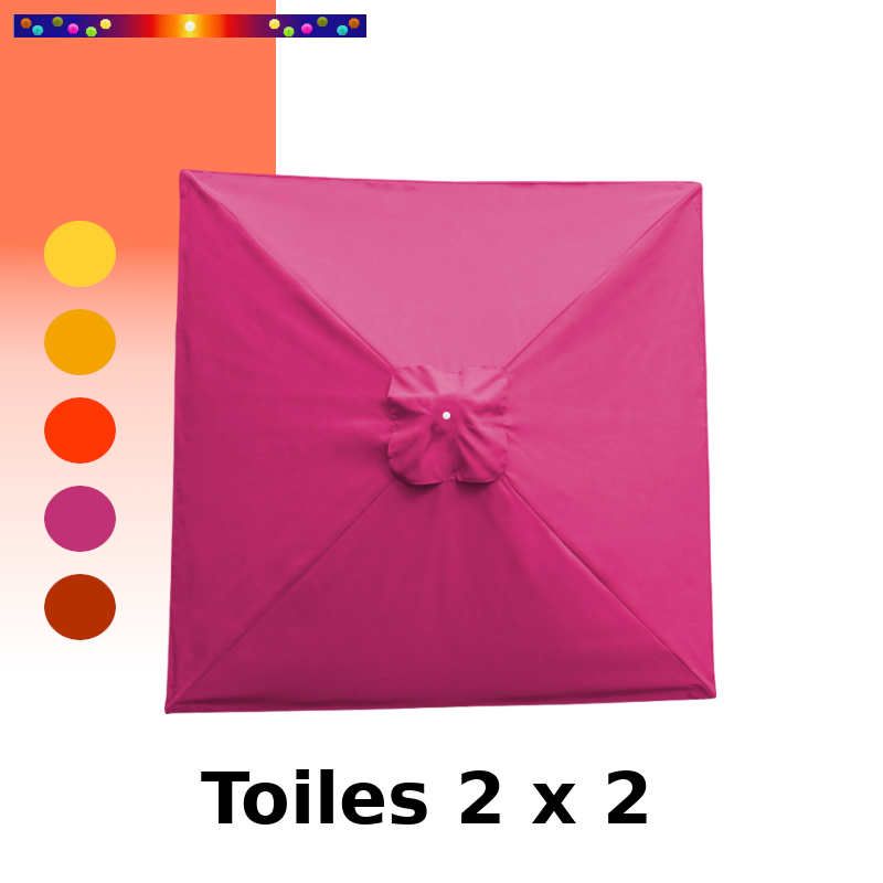 Toile de remplacement pour parasol carré 2x2 Rose Fushia Toile de remplacement pour parasol carré 2x2 Rose Fushia