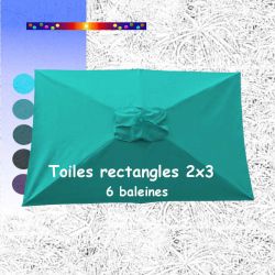 Toile Bleu Turquoise 2x3 (rectangle 6baleines Lacanau mât central)