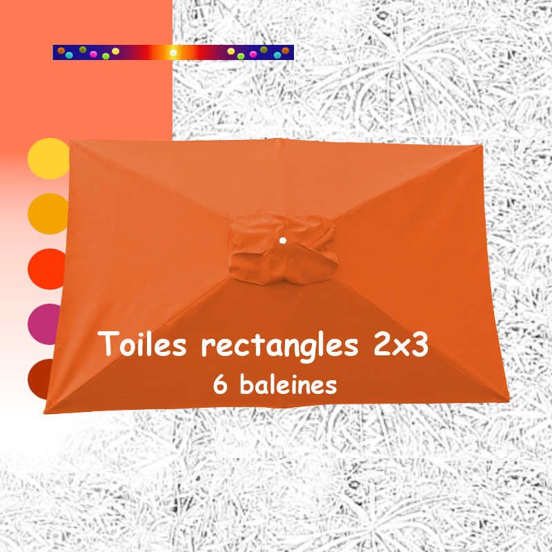 Toile Orange Capucine 2x3 (rectangle 6baleines Lacanau mât central)