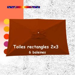 Toile pour parasol rectangle 2x3 couleur Terracotta