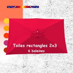 Toile de remplacement pour parasol rectangle 2x3 Rouge Coquelicot