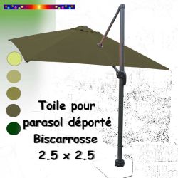 Toile Vert Kombu Kaki CARREE 2.5 X 2.5 pour Parasol Déporté Biscarrosse