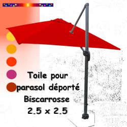 Toile Rouge Coquelicot CARREE 2.5 X 2.5 pour Parasol Déporté Biscarrosse