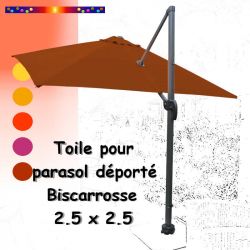 Toile Terracotta CARREE 2.5 X 2.5 pour Parasol Déporté Biscarrosse