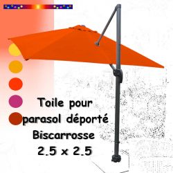 Toile Orange Capucine CARREE 2.5 X 2.5 pour Parasol Déporté Biscarrosse