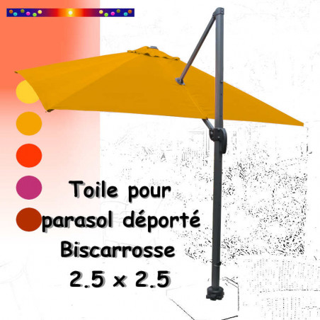 Toile Tournesol CARREE 2.5 X 2.5 pour Parasol Déporté Bisca