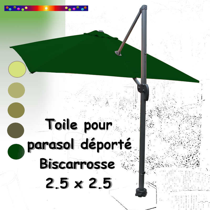 Toile Pinède CARREE 2.5 X 2.5 pour Parasol Déporté Bisca