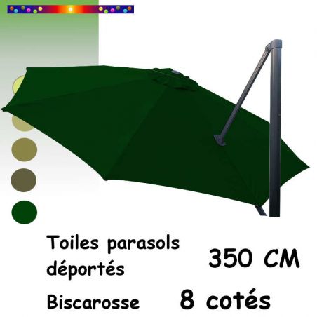 Toile Vert Pinède 350cm/8cotés pour Parasol Déporté Biscarosse