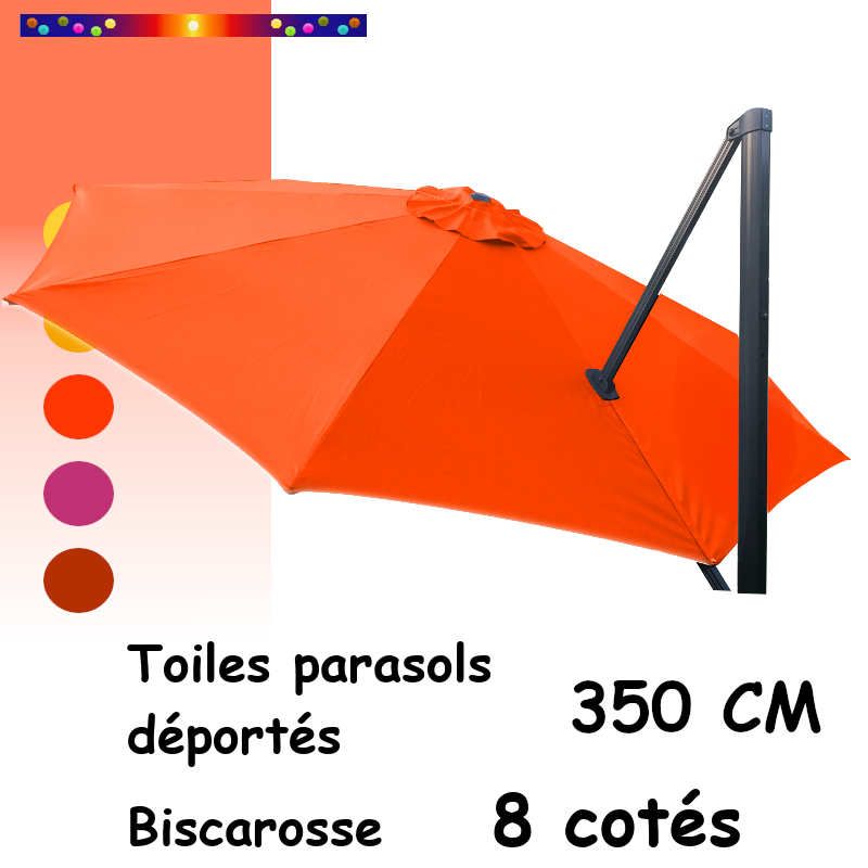 Toile Orange Capucine 350cm/8cotés pour Parasol Déporté Biscarosse