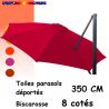 Toile Coquelicot 350cm/8cotés pour Parasol Déporté Biscarosse