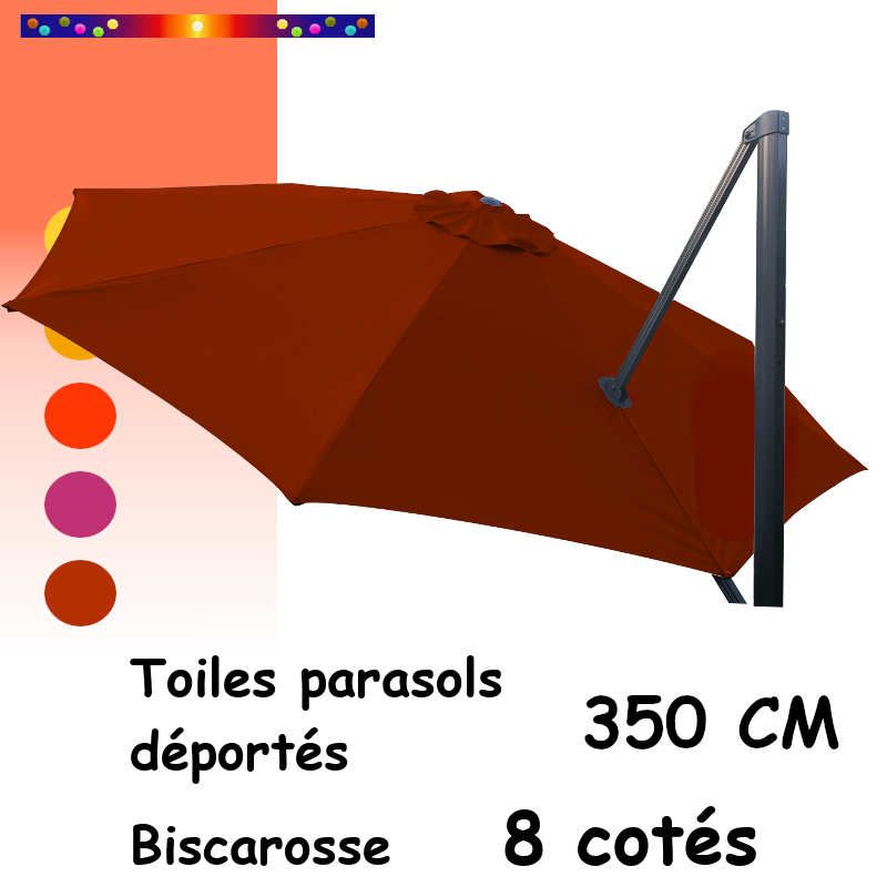 Toile Terracotta 350cm/8cotés pour Parasol Déporté Biscarosse
