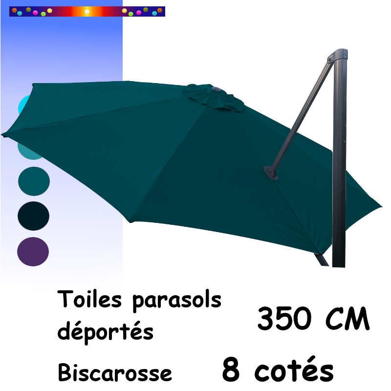 Toile Bleu Océan 350cm/8cotés pour Parasol Déporté Biscarosse