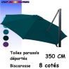 Toile Bleu Océan 350cm/8cotés pour Parasol Déporté Biscarosse