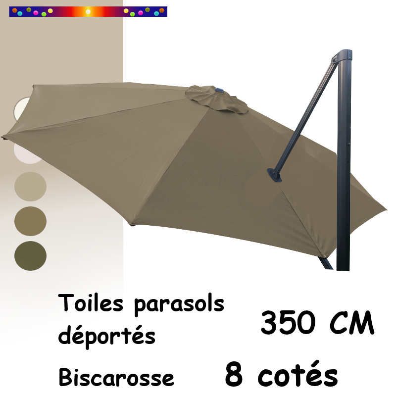 Toile Taupe 350cm/8cotés pour Parasol Déporté Biscarosse