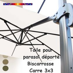 Toile de remplacement carrée 3x3 parasol déporté Ecru Nature