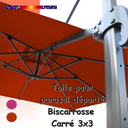 Toile Terracotta CARREE 3x3 pour Parasol Déporté Biscarrosse