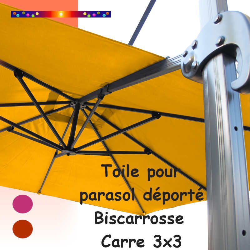 Toile Tournesol CARREE 3x3 pour Parasol Déporté Biscarrosse