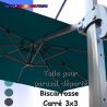 Toile Bleu Océan CARREE 3x3 pour Parasol Déporté Biscarrosse