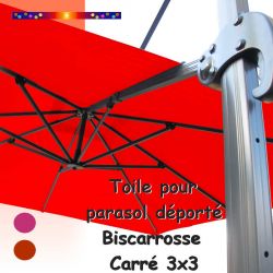 Toile de remplacement pour parasol déporté Biscarrosse couleur Rouge Coquelicot