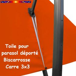 Toile de remplTacement pour parasol déporté Biscarrosse couleur Orange Capucine